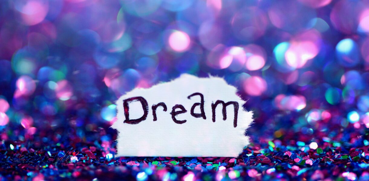 Dream signage surrounded sequins